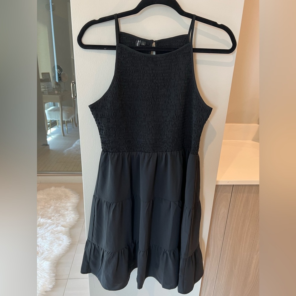 Black Maggie dress, 3 tier ruched front. Size large